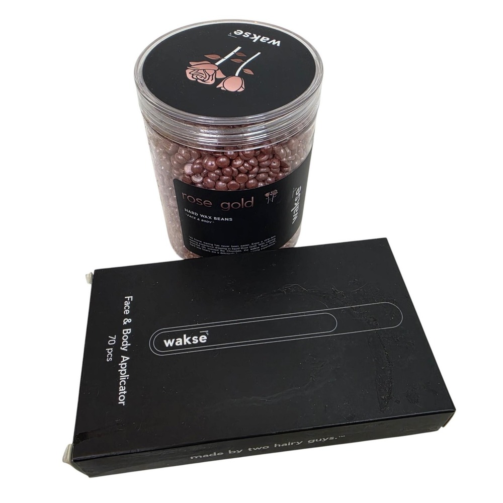 Wakse Rose Gold Hard Wax Beans 12.8oz 360g Face & Body Set With Applicators